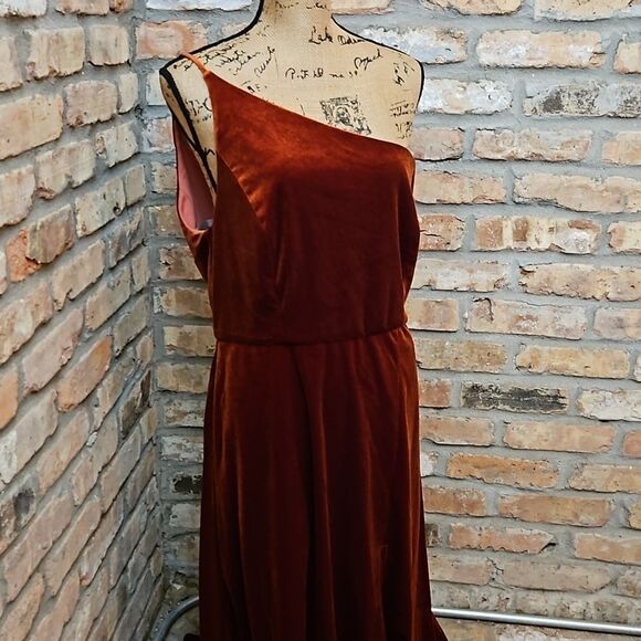 NWT After Six Auburn Moon One Shoulder maxi gown size 14 - Picture 7 of 15